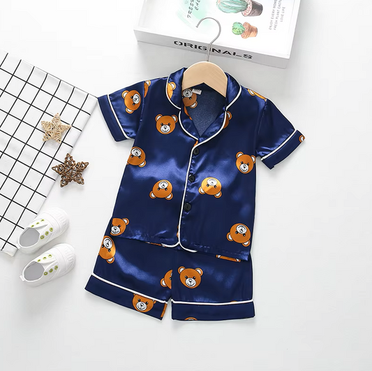 The Michel - Baby Unisex Cute Print Pajamas Set - Navy Blue