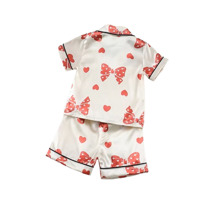 The Emryn - Baby Unisex Cute Red Ribbon Print Pajamas Set