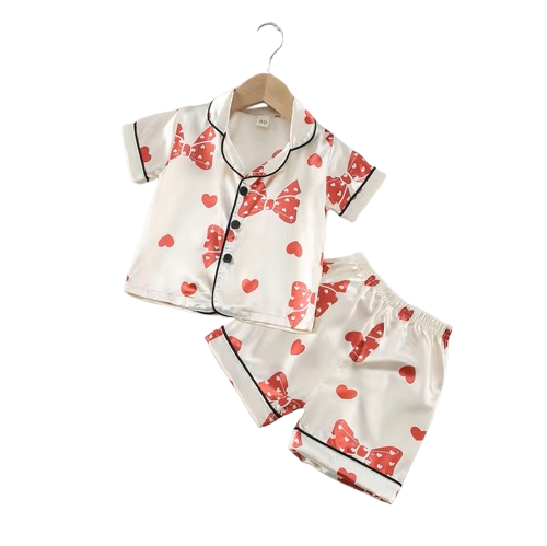 The Emryn - Baby Unisex Cute Red Ribbon Print Pajamas Set