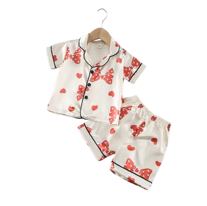 The Emryn - Baby Unisex Cute Red Ribbon Print Pajamas Set