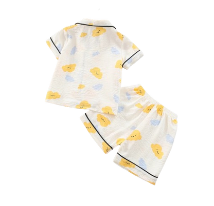 The Adhara - Baby Unisex Cute Print Pajamas Set - Yellow Clouds Print