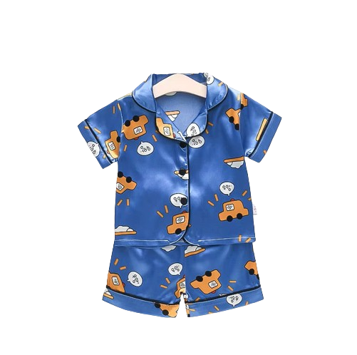 The Matheo - Baby Boy Cute Blue Cars Print Pajamas Set