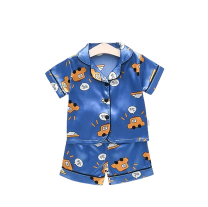 The Matheo - Baby Boy Cute Blue Cars Print Pajamas Set