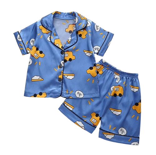 The Matheo - Baby Boy Cute Blue Cars Print Pajamas Set