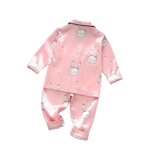 The Maeve - Baby Girl Cute Print Pajamas Set - Pink Rabbit Print