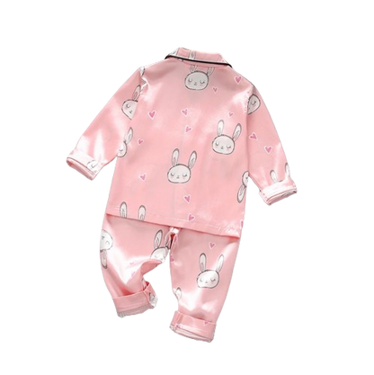 The Maeve - Baby Girl Cute Print Pajamas Set - Pink Rabbit Print