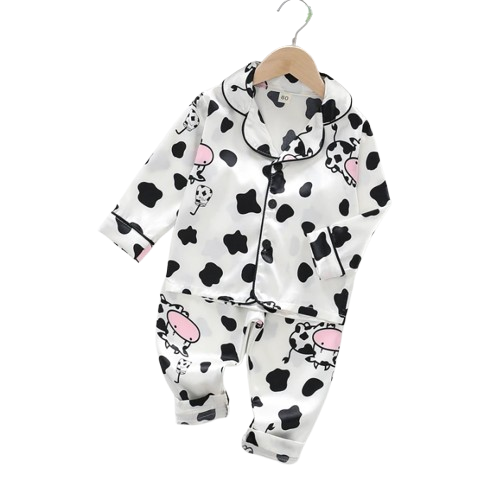 The Maeve - Baby Girl Cute Print Pajamas Set - Cow Print