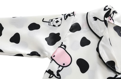 The Maeve - Baby Girl Cute Print Pajamas Set - Cow Print