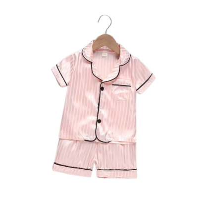 The Elodie - Baby Girl Cute Print Pajamas Set - Stripe Pink