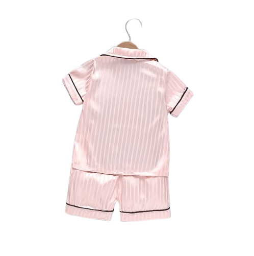 The Elodie - Baby Girl Cute Print Pajamas Set - Stripe Pink