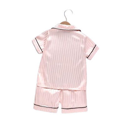 The Elodie - Baby Girl Cute Print Pajamas Set - Stripe Pink