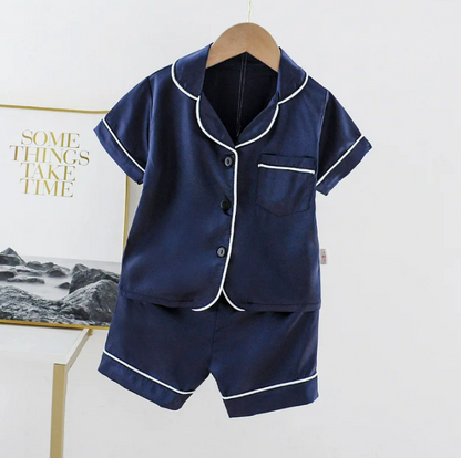 The Kim - Baby Unisex Cute Plain Navy Blue Colour Pajamas Set