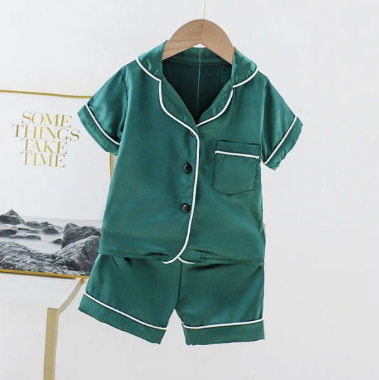 The Kim - Baby Unisex Cute Plain Green Colour Pajamas Set