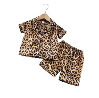 The Eloise - Baby Girl Cute Print Pajamas Set - Leopard Print