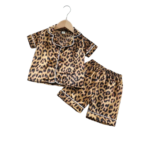 The Eloise - Baby Girl Cute Print Pajamas Set - Leopard Print