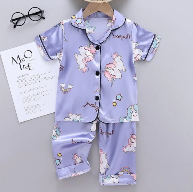 The Clara - Baby Girl Purple Unicorn Print Cartoon Pajamas