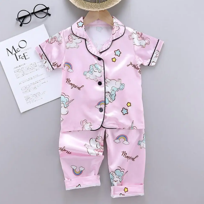 The Clara - Baby Girl Pink Unicorn Print Cartoon Pajamas