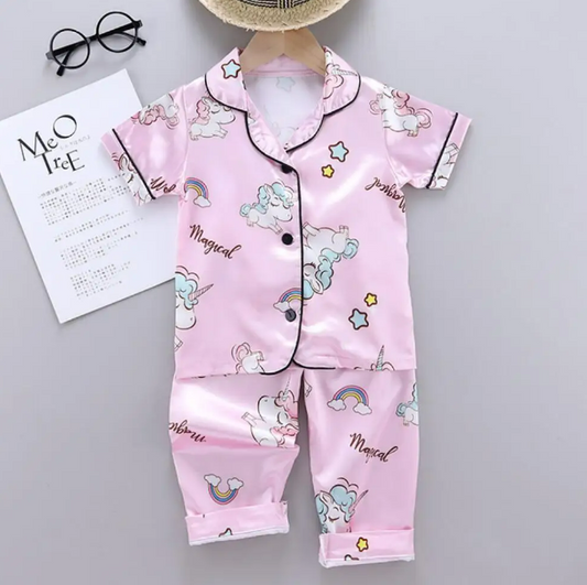 The Clara - Baby Girl Pink Unicorn Print Cartoon Pajamas