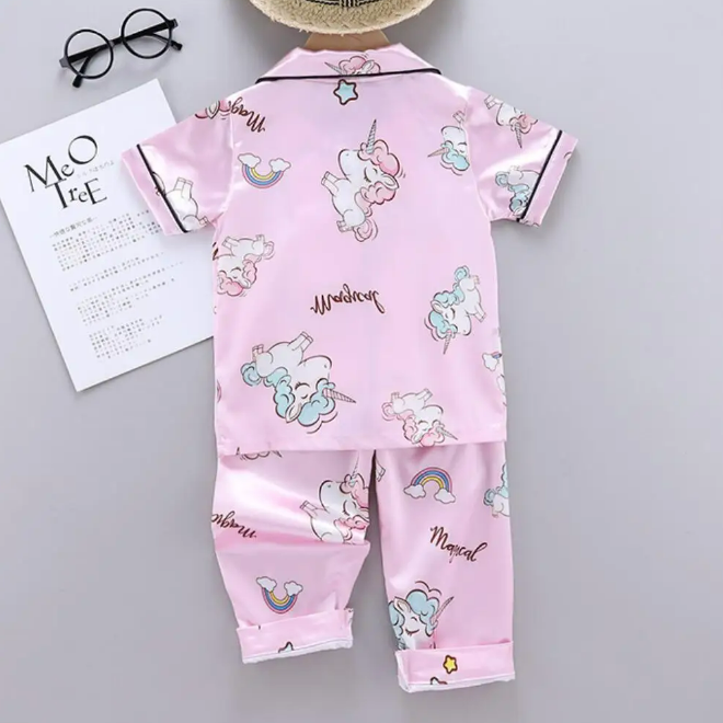 The Clara - Baby Girl Pink Unicorn Print Cartoon Pajamas