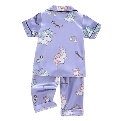 The Clara - Baby Girl Purple Unicorn Print Cartoon Pajamas