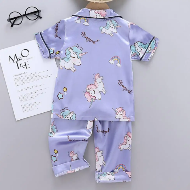 The Clara - Baby Girl Purple Unicorn Print Cartoon Pajamas