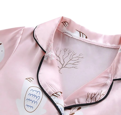 The Adrian - Baby Unisex Pink Silk Short-Sleeved Pajamas