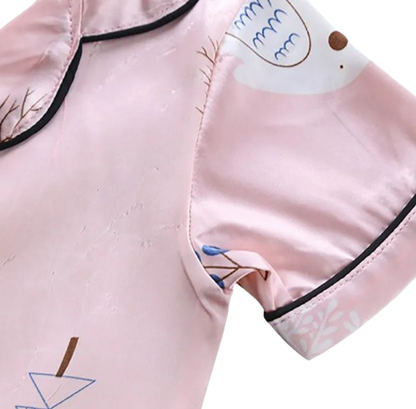 The Adrian - Baby Unisex Pink Silk Short-Sleeved Pajamas