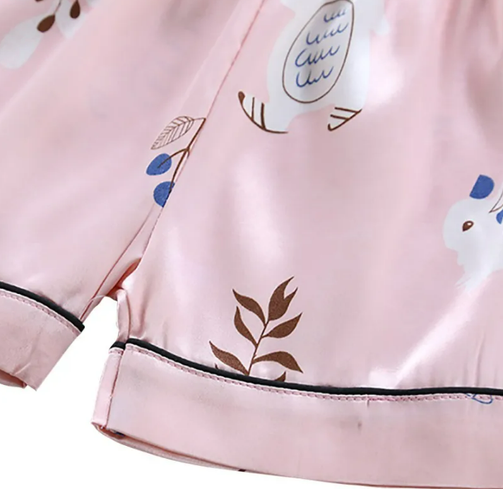 The Adrian - Baby Unisex Pink Silk Short-Sleeved Pajamas