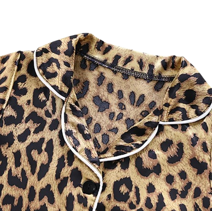 The Adrian - Baby Unisex Leopard Silk Short-Sleeved Pajamas