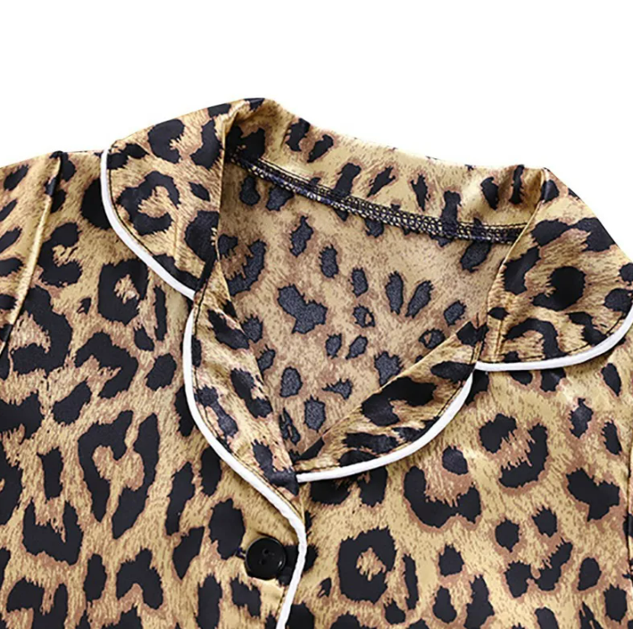 The Adrian - Baby Unisex Leopard Silk Short-Sleeved Pajamas