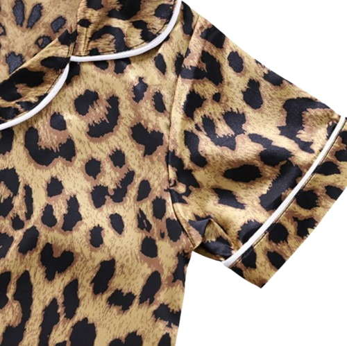 The Adrian - Baby Unisex Leopard Silk Short-Sleeved Pajamas