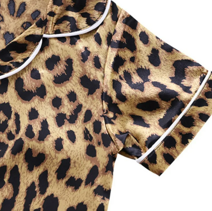 The Adrian - Baby Unisex Leopard Silk Short-Sleeved Pajamas