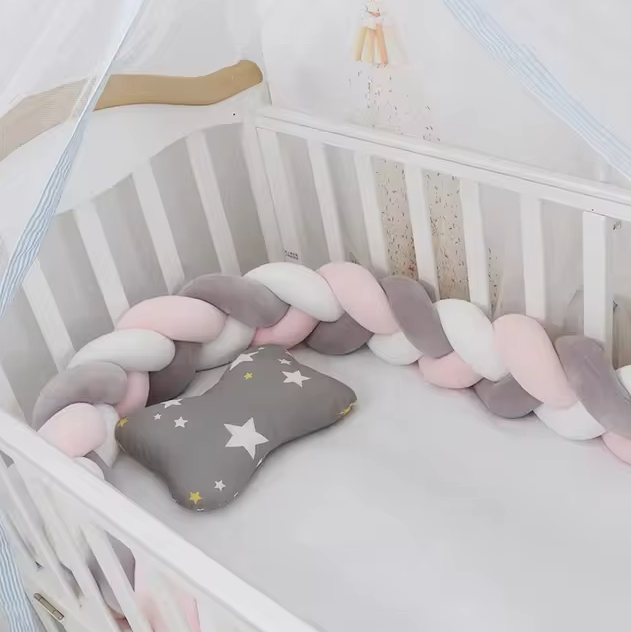 The Aster - Knot Braid Bumper Infant Cradle Cot Protector Plush Pillow