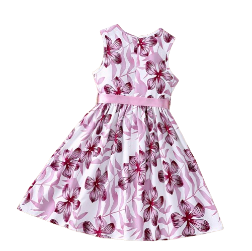 The Daphne - Baby Girl Romantic Purple Floral Countryside Vacation Style Bow & Tie Dress