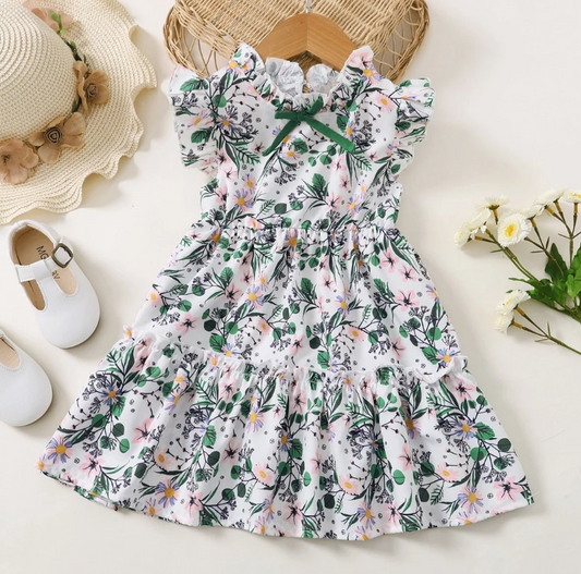 The Amelia - Baby Girl Daily Dress Flowers Print Sleeveless Retro Style