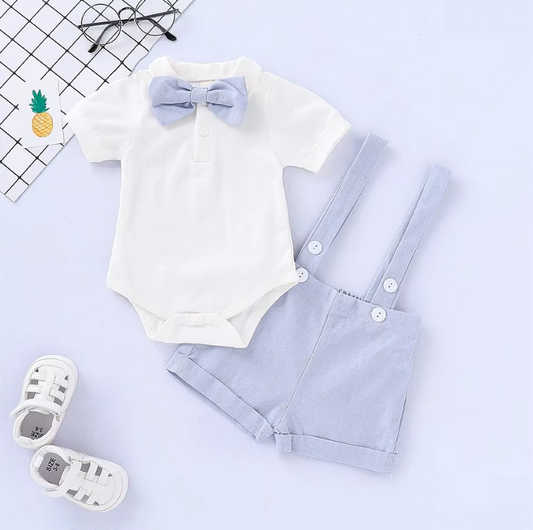 The Dereck - Baby Boy Formal Suit Gentleman Romper + Suspenders Shorts