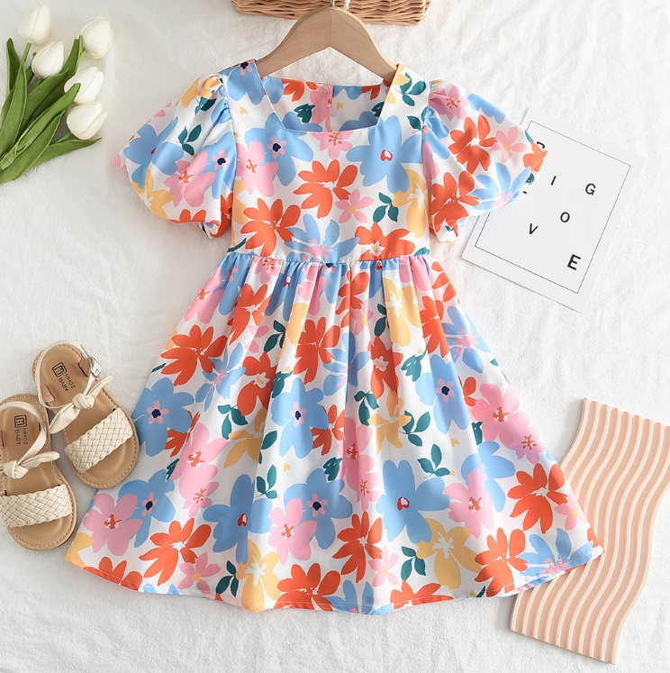 The Sophia - Baby Girl Colourful Floral Short-sleeved Dress