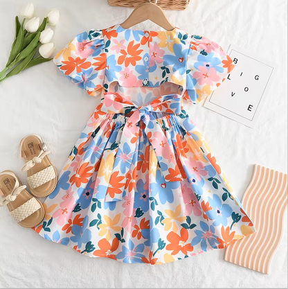 The Evelyn - Baby Girl Colourful Floral Short-Sleeved Dresses