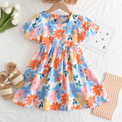 The Evelyn - Baby Girl Colourful Floral Short-Sleeved Dresses