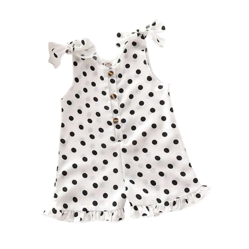 The Hazel - Baby Girl Polka Dot Sleeveless Button Dress