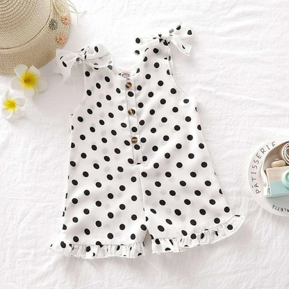 The Hazel - Baby Girl Polka Dot Sleeveless Button Dress