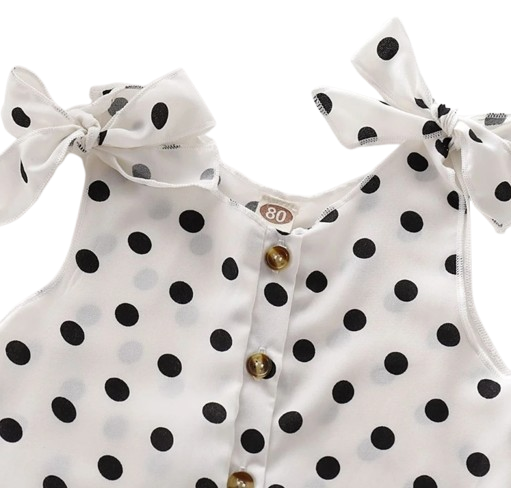 The Hazel - Baby Girl Polka Dot Sleeveless Button Dress