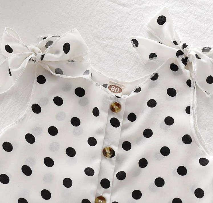 The Hazel - Baby Girl Polka Dot Sleeveless Button Dress