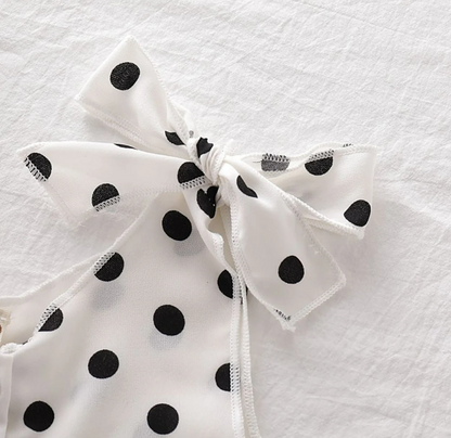 The Hazel - Baby Girl Polka Dot Sleeveless Button Dress