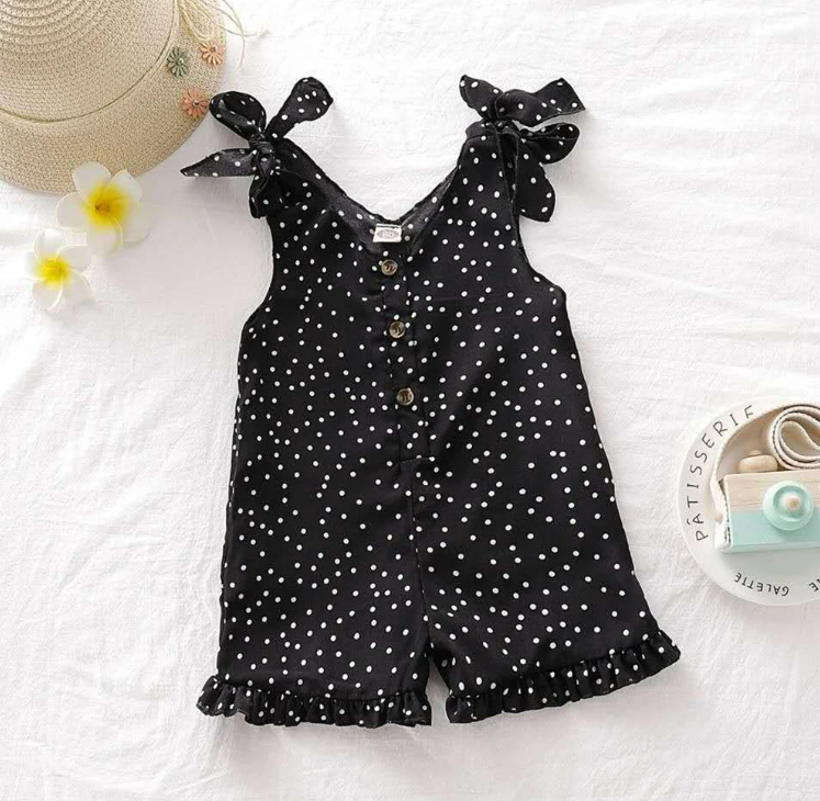 The Hazel - Baby Girl Polka Dot Sleeveless Button Dress