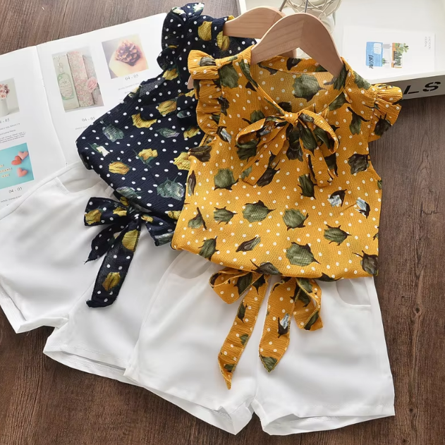 The Lily - Baby Girl Flower Sleeveless Vest & Shorts