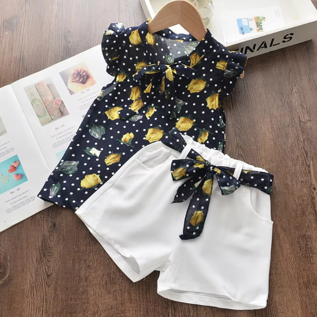 The Lily - Baby Girl Flower Sleeveless Vest & Shorts