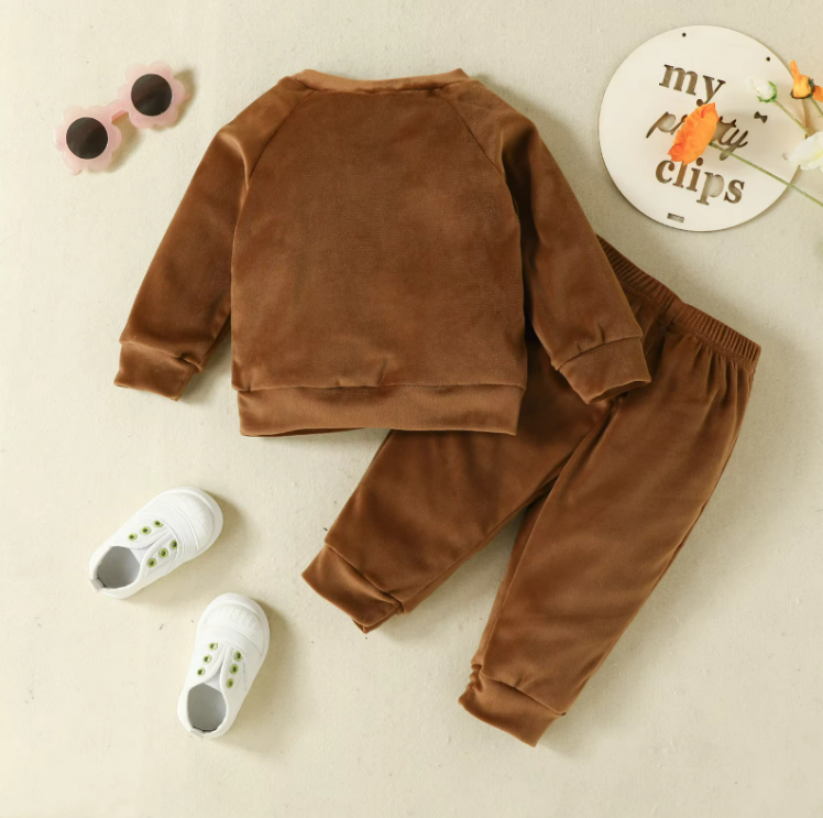 The Nora - Baby Girl Fleece Cute Bow Fox Fluff Long Sleeve + Pants