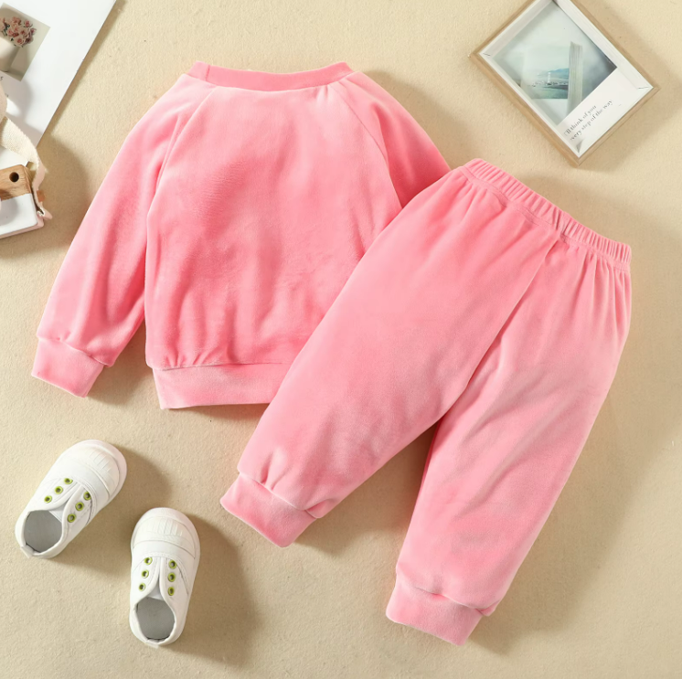 The Nora - Baby Girl Fleece Cute Bow Fox Fluff Long Sleeve + Pants