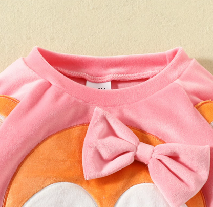 The Nora - Baby Girl Fleece Cute Bow Fox Fluff Long Sleeve + Pants